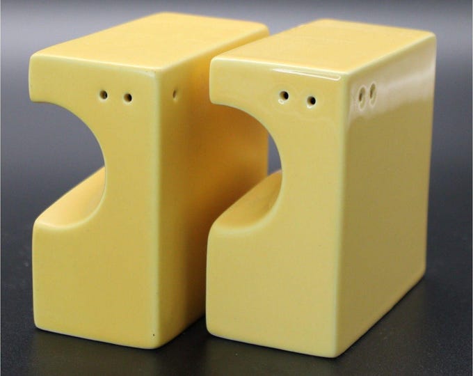 Abstract Unique Yellow Belleek Salt and Pepper Shakers MCM