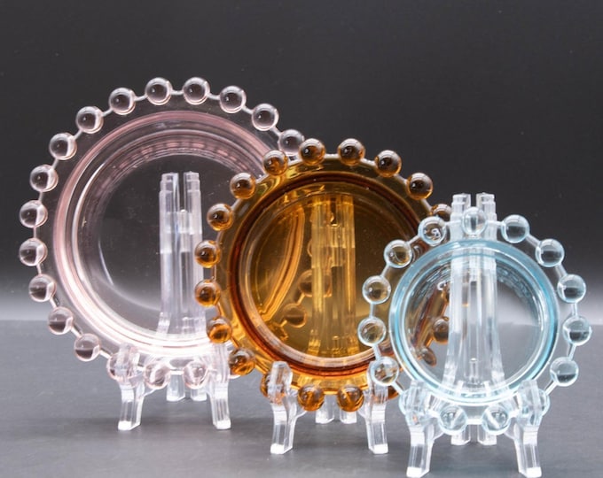 Vntg Imperial Glass Candlewick Nesting Ashtrays/Trinket Dishes Colorful Set
