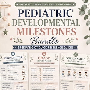 Pediatric Developmental Milestones Bundle | Fine Motor, Visual Motor, Grasp & Scissor Skills | OT Study Guide