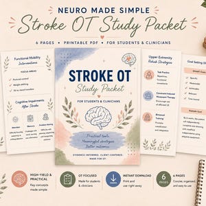 Stroke OT Study Packet | Neuro Made Simple | Neuro Rehab Cheat Sheet PDF for Students & Clinicians