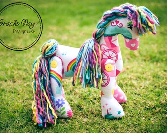 Vintage Inspired Button Jointed Horse Pony Doll Toy Pattern Tutorial PDF sewing pattern