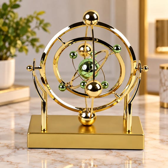 Celestial Orbit Kinetic Sculpture, Modern Astronomy Desk Decor, Space Model Gift