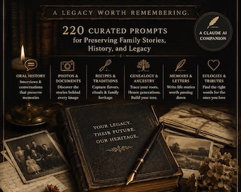 The Heirloom Archive™ | 220 AI Prompts for Family History, Memoirs & Legacy Preservation
