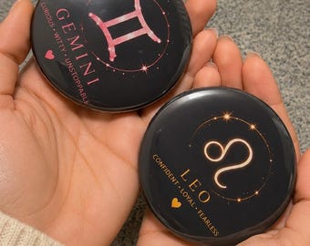 Zodiac Compact Mirror – Astrology Sign Travel Accessory (3 inch)