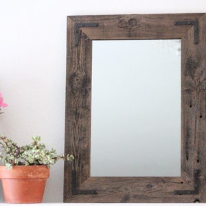 Small Mirror, Small Wood Framed Mirror, Wall Mirror, Reclaimed Wood Framed Mirror, Bathroom Mirror, Rustic Wood Mirror, Rustic Home Decor image 3