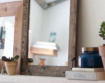 Wood Mirror, Rustic Wall Mirror, Wall Mirror, Small Wall Mirror, Vanity Mirror, Bathroom Mirror, Rustic Mirror, Reclaimed Wood Mirror, Home