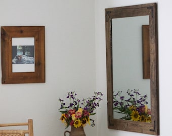 Large Wood Wall Mirror, Large Wood Mirror, Large Rustic Wall Mirror, Large Wall Mirror, Large Vanity Mirror, Large Bathroom Mirror - Rustic