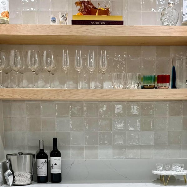 Maple Floating Shelf with Hidden Bracket: Kitchen Bathroom Decor