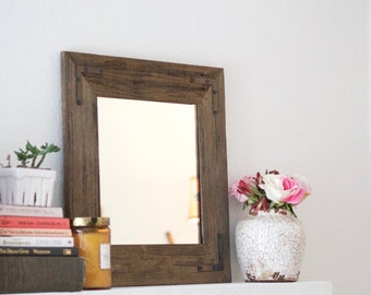 Mirror, Wall Mirror, Bathroom Mirror, Rustic Wood Mirror, Wood Frame Mirror, Modern Mirror, Vanity Mirror, Small Mirror