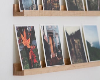 Wooden Photo Ledge Picture Shelf for Printed Photos, Art, and Vinyl, Photo Ledge to Display Photos and Polaroids, Photo Gift for Christmas