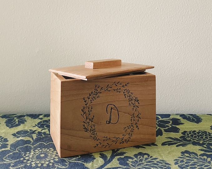 Engraved Monogram Recipe Box, Personalized Monogram Photo Box, Personalized Keepsake Box, Personalized Wedding Gift, Wooden Keepsake Box