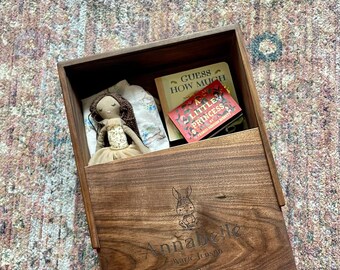 Large Engraved Memory Keepsake Box for New Baby, Child's Memory Box in Walnut, Custom Solid Wood Photo Box