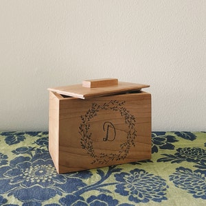 Engraved Monogram Recipe Box, Personalized Monogram Photo Box, Personalized Keepsake Box, Personalized Wedding Gift, Wooden Keepsake Box image 1