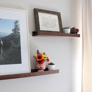 White Oak Picture Ledge Gallery Shelf for Displaying Framed Art and Photography, 60&quot; Wall Mount Ledge Shelf, Photo Gift for Her and Him