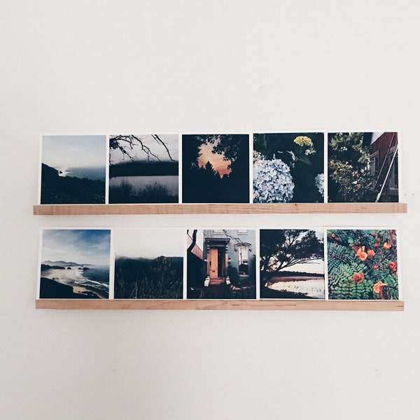 Hardwood Photo Ledge Shelf: Walnut or Maple Floating Picture Rail