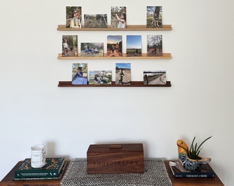 Picture Ledge Shelf for Displaying Photos, Wood Photo Rail Shelf for Nursery, 60" Ledge Shelf for Pictures