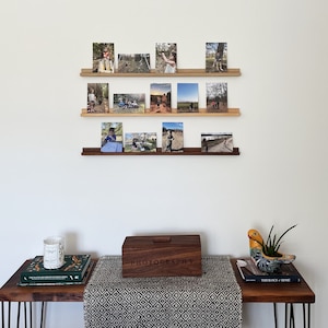 Hardwood Picture Ledge Shelf: Walnut, Maple, or White Oak