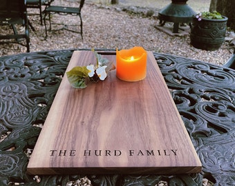 Personalized Engraved Cheese Board for Family Gift, Custom Engraved Charcuterie Board in Walnut, White Oak, or Maple, Cutting Board