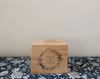 Engraved Wedding Photo Box, Personalized Wedding Gift, Wooden Keepsake Box, Anniversary Box, Memory Box, Heirloom Box, Personalized Box