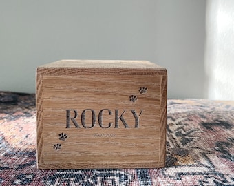 Personalized Dog Breed Cremation Urn, Walnut Wood Engraved Pet Urn For Ashes, Pet Urn Keepsake Box, Wood Box for Ashes, Dog and Cat Memorial