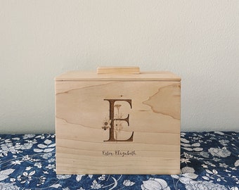 Engraved Monogram Box, Personalized Photo Box, Wooden Photo Box with Monogram, Keepsake Box, Engraved Photo Box Baby, Personalized Keepsake