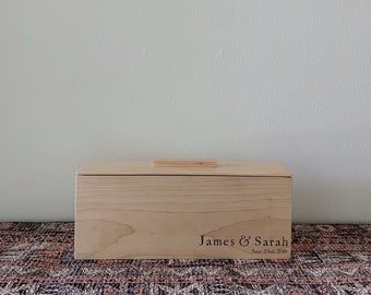Engraved Wedding Photo Box, Personalized Wedding Gift, Wooden Keepsake Box, Anniversary Box, Memory Box, Heirloom Box, Personalized Box