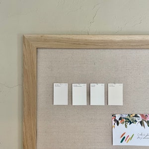 Modern Memo Board with Cotton Linen in a White Oak Frame, Linen Push Pin Board for Office and Nursery Decor, Linen Message Board for Kitchen