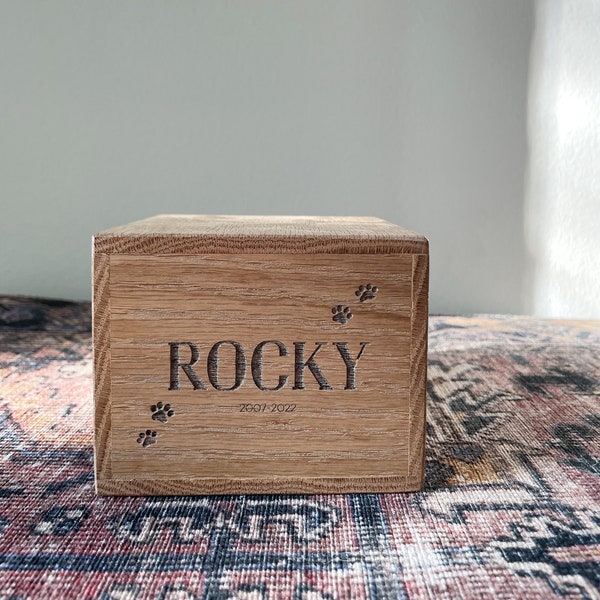 Personalized Dog Breed Cremation Urn, Walnut Wood Engraved Pet Urn For Ashes, Pet Urn Keepsake Box, Wood Box for Ashes, Dog and Cat Memorial