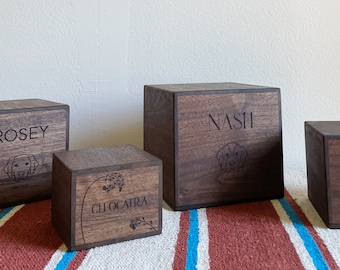 Personalized Breed Cremation Urn for Dogs and Cats, Walnut Wood Engraved Pet Urn For Ashes, Pet Urn Keepsake Box, Wood Box for Ashes