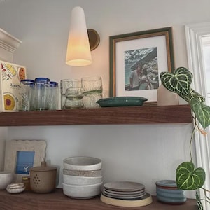 Floating Shelves for Kitchen, Custom Walnut Shelving for Kitchen Storage, Shelves with Hidden Bracket