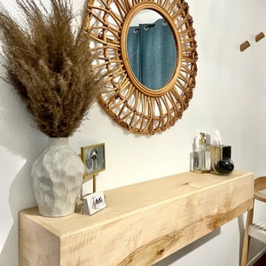 Maple Fireplace Mantel with Bracket, Wood Floating Mantel for Fireplace, Heavy Duty Mantel Shelf in Walnut, White Oak, Maple, and Pine