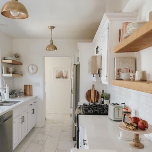 Floating Shelves in White Oak, Maple, Walnut and Pine, Wood Kitchen Shelves, Long Floating Shelves