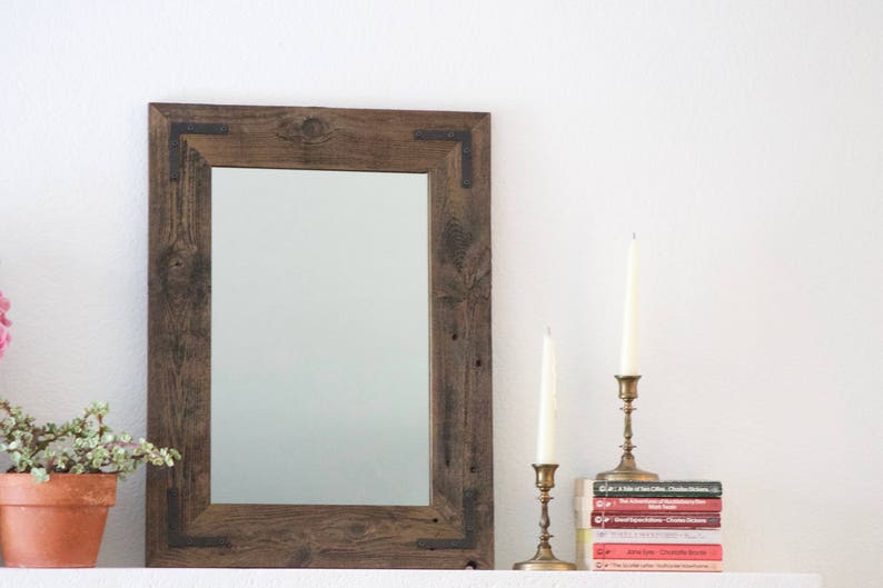 Small Mirror, Small Wood Framed Mirror, Wall Mirror, Reclaimed Wood Framed Mirror, Bathroom Mirror, Rustic Wood Mirror, Rustic Home Decor image 7