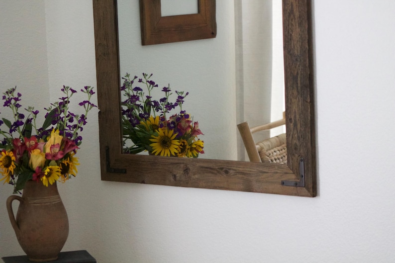 Reclaimed Wood Framed Mirror, Custom Sizes 30Wx36H (Brackets)