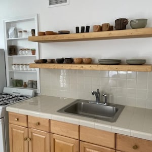 Custom Pine Floating Shelves: Rustic Wood Wall Shelves with Hidden Bracket image 12