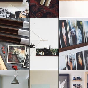 Peut inclure: Un collage de neuf images pr&eacute;sentant diff&eacute;rentes fa&ccedil;ons d'afficher des photos et des &oelig;uvres d'art dans une maison. Les images comprennent une vari&eacute;t&eacute; de styles, des &eacute;tag&egrave;res en bois rustiques aux cadres en m&eacute;tal modernes. Les photos sont un m&eacute;lange de photos personnelles et professionnelles, et les &oelig;uvres d'art sont un m&eacute;lange d'impressions et de peintures. L'effet g&eacute;n&eacute;ral est celui de la chaleur et de la personnalit&eacute;.