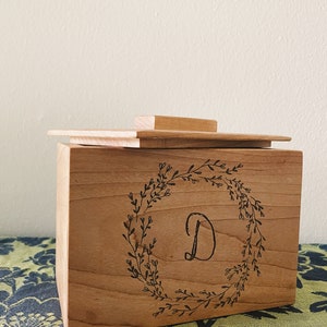 Engraved Monogram Recipe Box, Personalized Monogram Photo Box, Personalized Keepsake Box, Personalized Wedding Gift, Wooden Keepsake Box image 10
