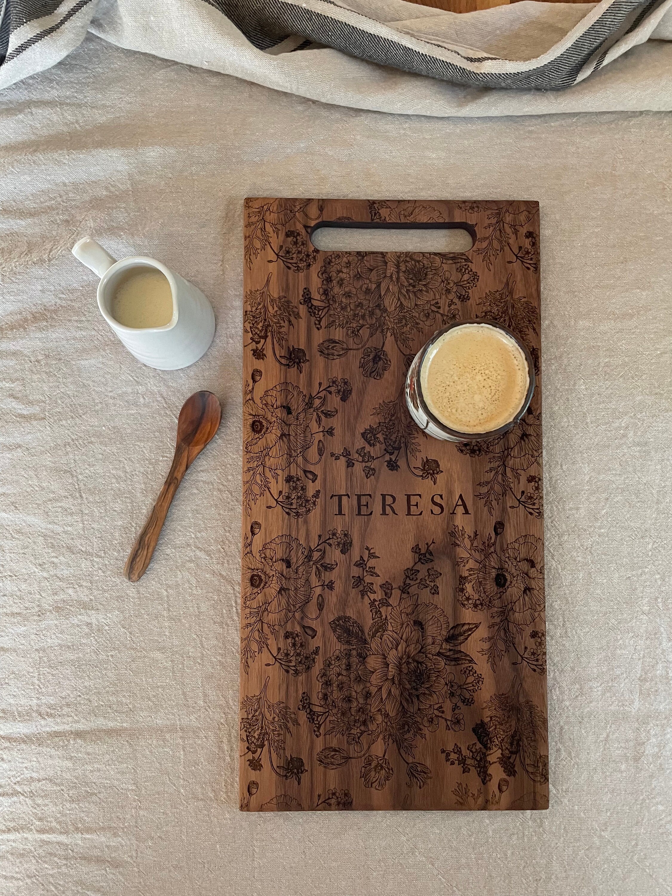 Engraved Wood Cheese Board with Mountains, Personalized Gift for the  Couple, Cutting Board with Walnut, White Oak and Maple — Hurd & Honey