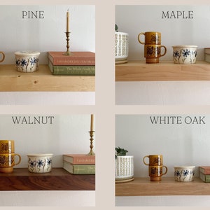 Floating Shelves in White Oak, Maple, Walnut and Pine, Wood Kitchen Shelves, Long Floating Shelves image 4