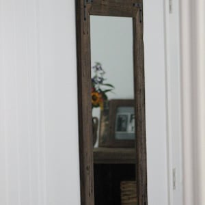 Reclaimed Wood Framed Mirror, Custom Sizes 24Wx36H (Brackets)