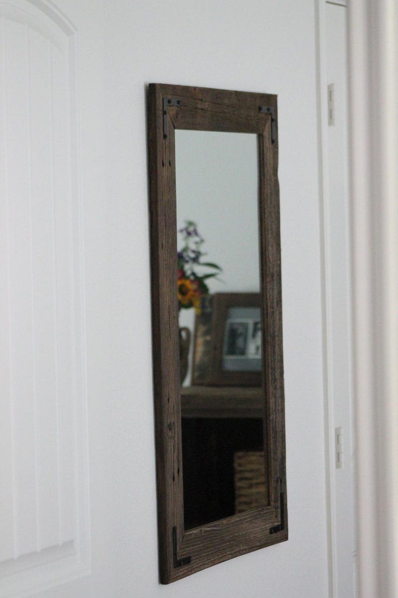 Reclaimed Wood Framed Mirror, Custom Sizes 24Wx36H (Brackets)