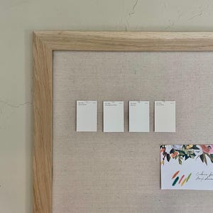 Cotton Linen Memo Board: White Oak Frame, Push Pin Display