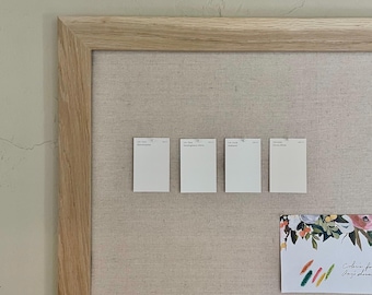 Cotton Linen Memo Board: White Oak Frame, Push Pin Display