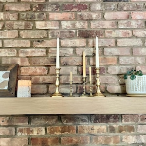 White Oak Fireplace Mantel with Bracket: Floating Wood Shelf - Decorative Shelf image 13