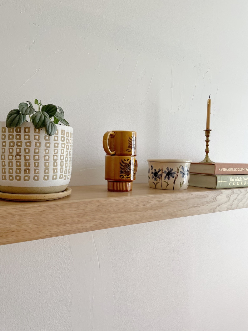 Walnut Floating Shelf for Modern Home, Wall Shelf with Hidden Bracket, Wood Shelf Open Shelving for Kitchen image 7