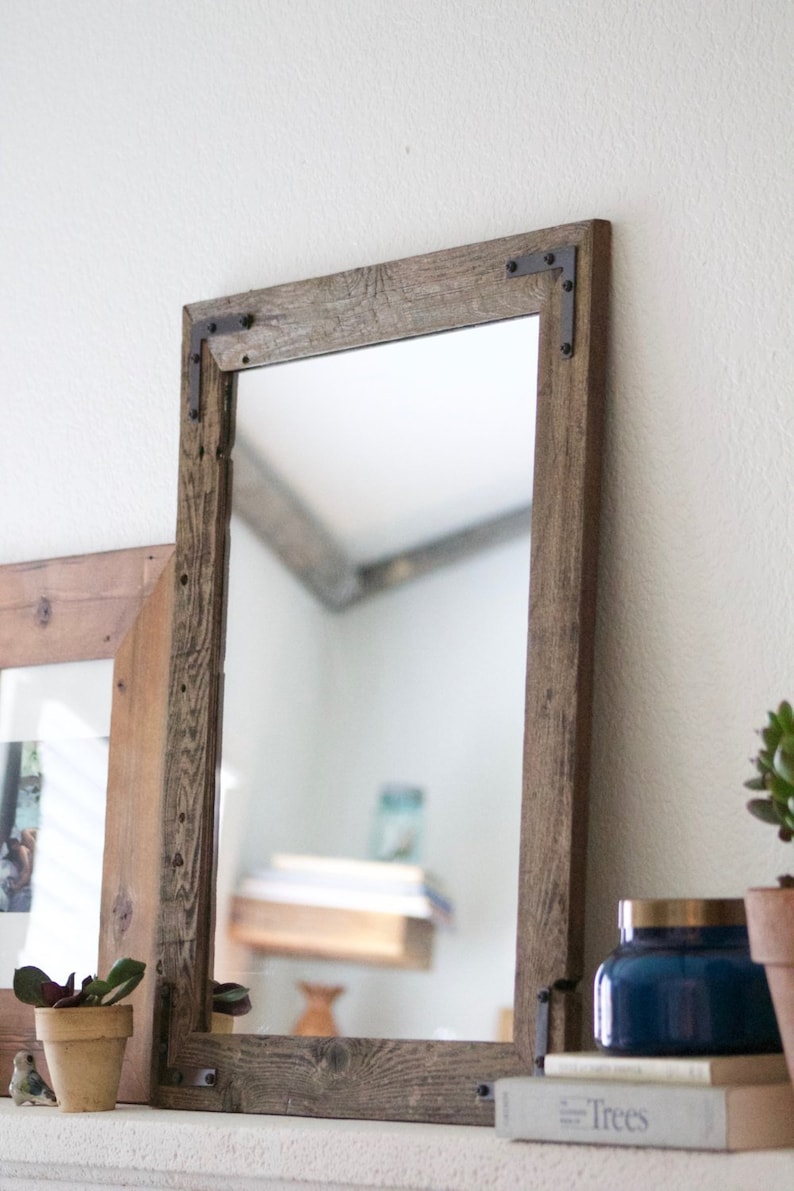 Wood Mirror Rustic Wall Vanity Bathroom Reclaimed Mirrors Home