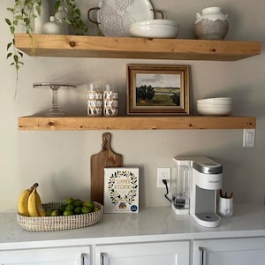 Custom Pine Floating Shelves: Rustic Wood Wall Shelves with Hidden Bracket image 14