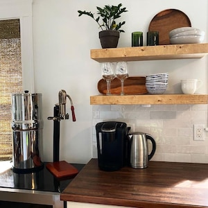 Custom Pine Floating Shelves: Rustic Wood Wall Shelves with Hidden Bracket image 6