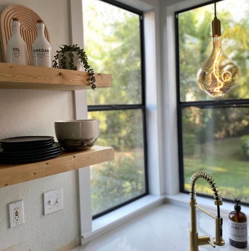 Custom Pine Floating Shelves: Rustic Wood Wall Shelves with Hidden Bracket image 16