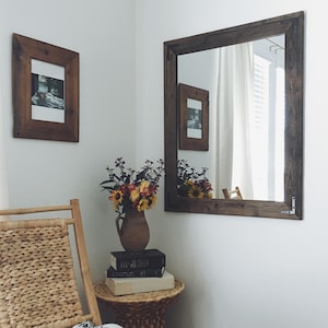Reclaimed Wood Framed Mirror, Custom Sizes 36Wx30H (Brackets)